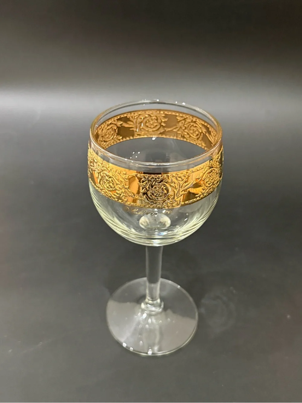 Lot of 2 Vintage MCM Culver Tyrol 22k Gold Gilt 5.75” Stemmed Wine Glasses
